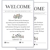 2 Pack Welcome Sign for Air BnB Hosts, Feedback Supplies for Vacation Rental Guest Rooms, Air BnB Essential VRBO Short-Term Rentals Executive Suites, Hotels(4" x 6")