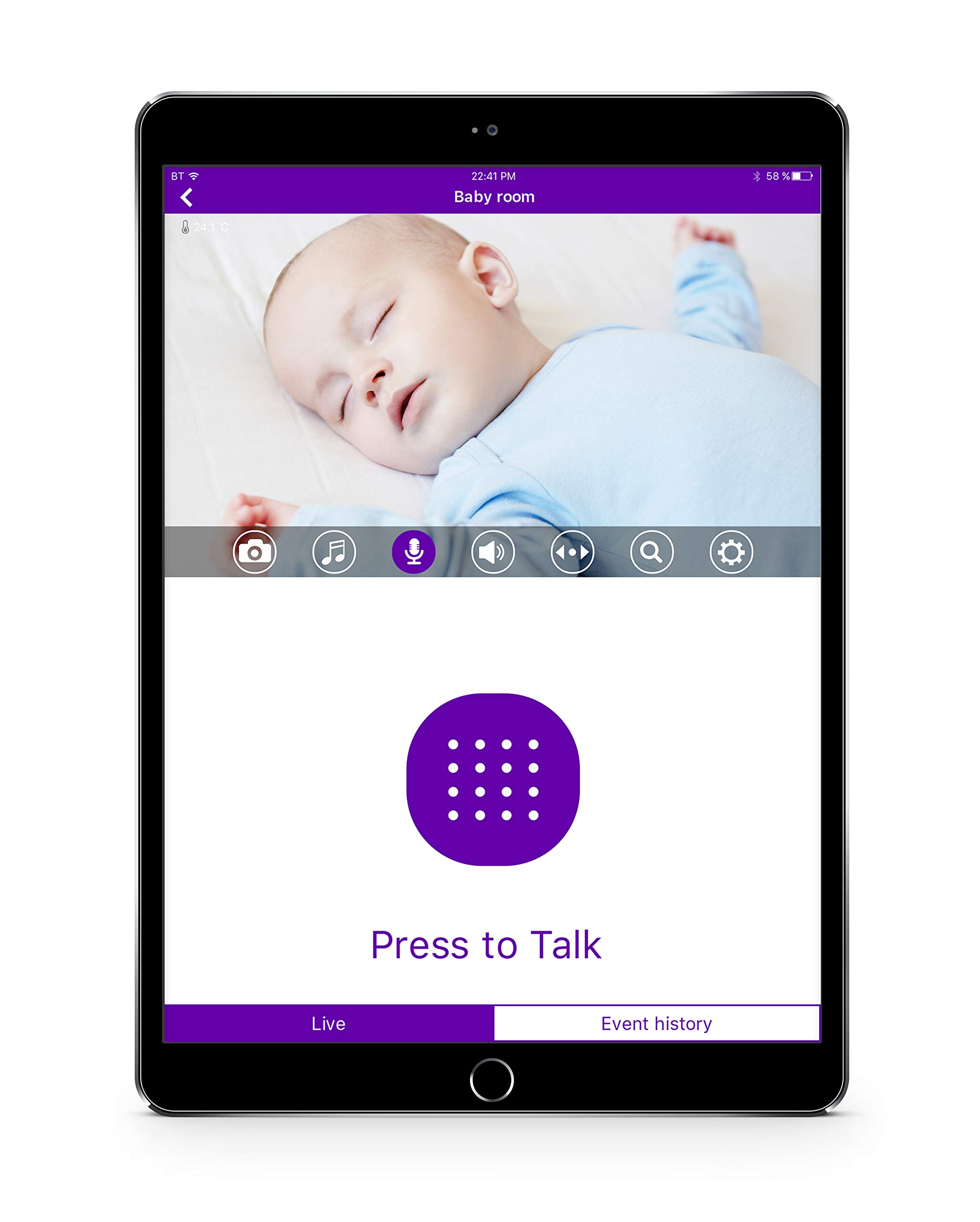 bt smart video baby monitor with 5 inch screen