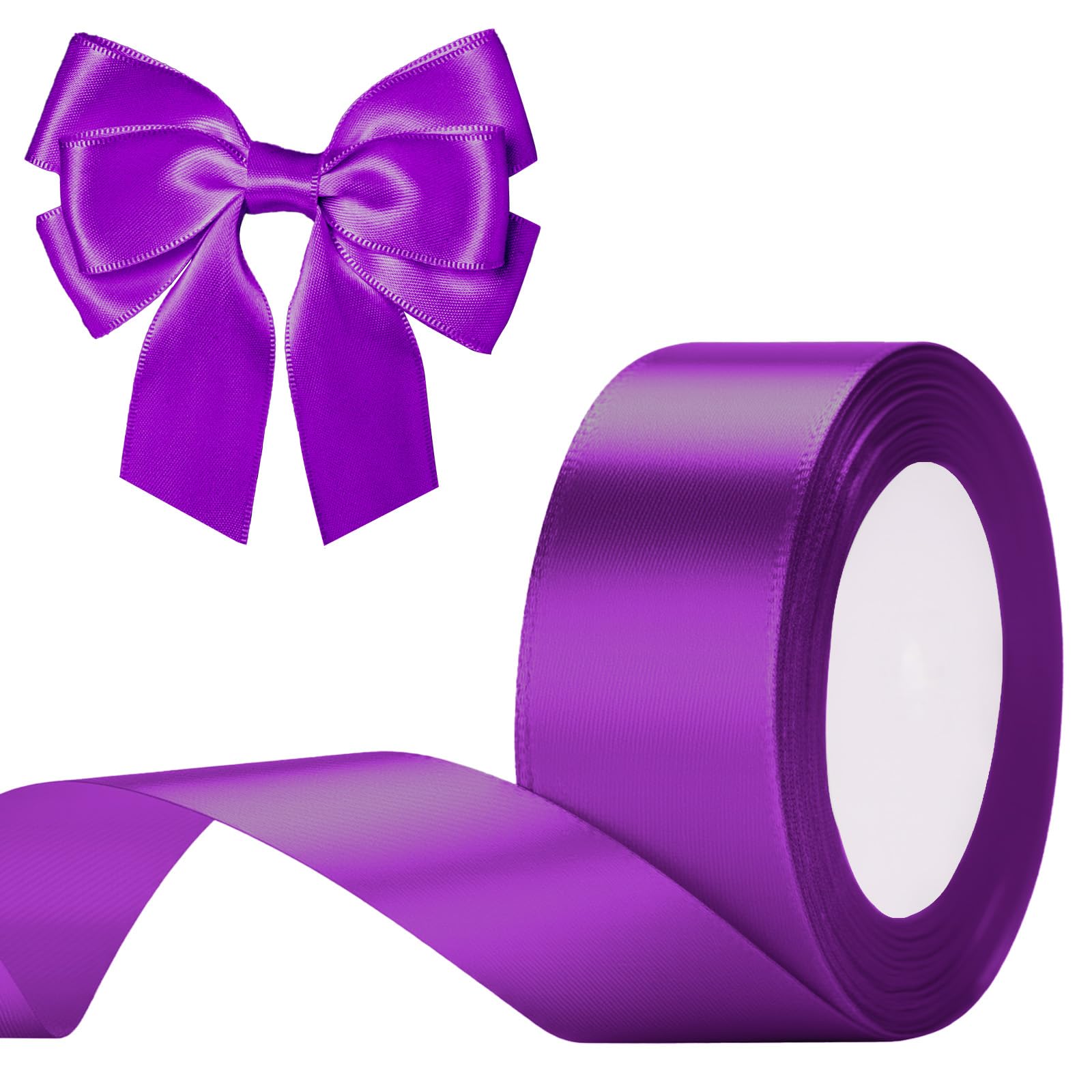 G2PLUS Purple Satin Ribbons 40mm: Wide Fabric Ribbons, 22M for Gift Wrapping, Cake Decoration, Wedding Parties