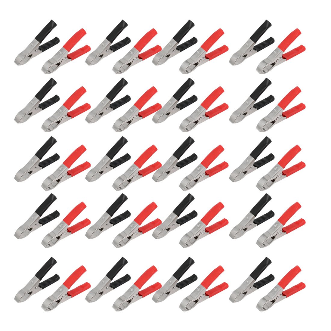 Sourcingmap 40pcs 30A Test Insulated Boot Crocodile Alligator Clamp Clip Red Black 72mm Length