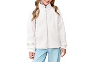 Haloumoning Girls Polar Fleece Jacket Kids Full Zip Lightweight Fall Winter Coat Outerwear with Pockets 5-14 Years