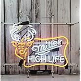 Handmade Real Glass Neon Tube Beer Compatible for Miller High Life Outdoors Deer Buck Stag Neon Signs For Home Bar Wall Decor Artwork Wedding Decor Neon Birthday Party Gifts 24 X 20 Inches