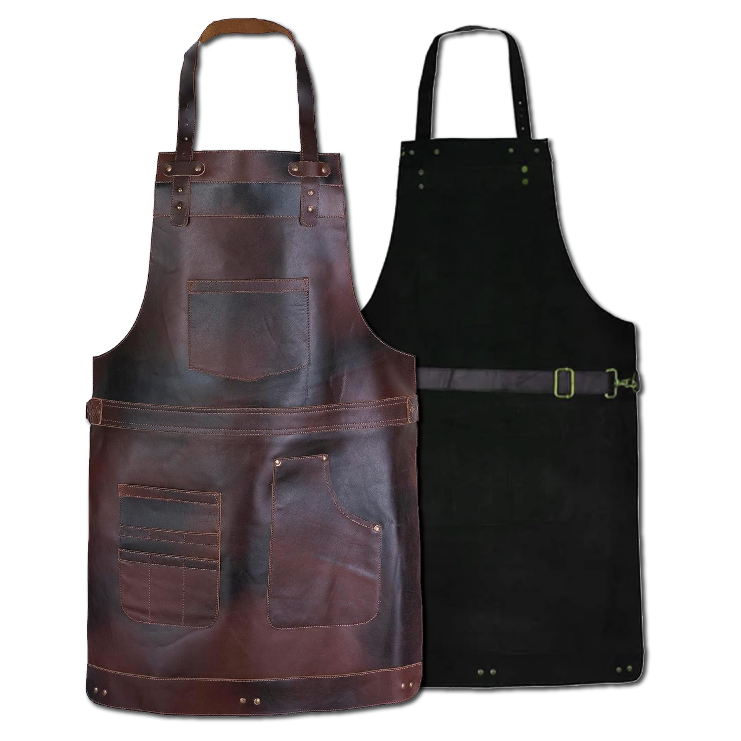 Dark Brown Full Grain Leather Apron Butcher -Cook-BBQ -Cooking - Wood work - Cheff - BBq Grill Gift - DIY - Grill Apron