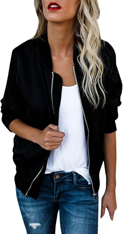 Damen Bomberjacke Leicht - Weite Passform Mit Reißverschluss Für Herbst