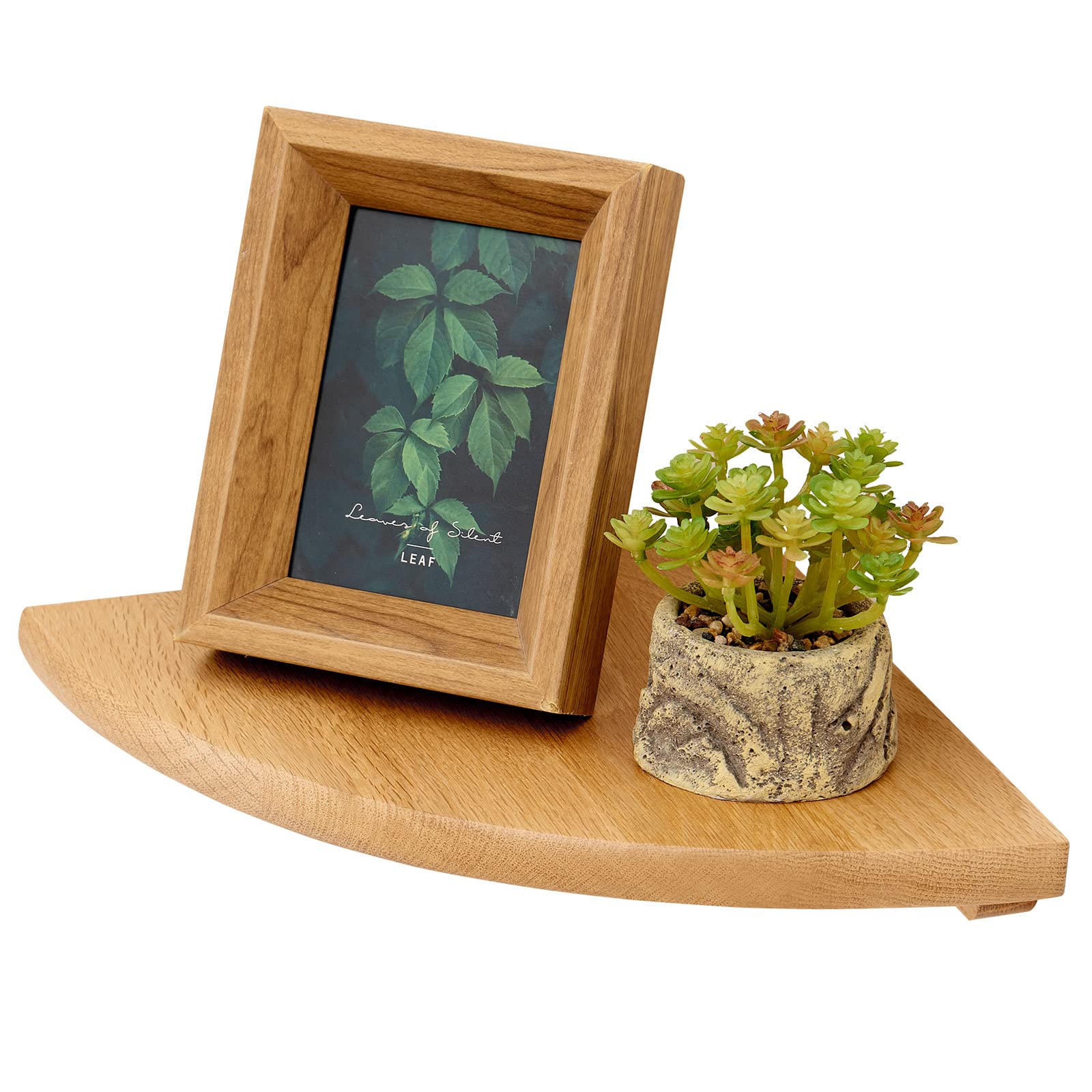 Photo 1 of TREOAKWIS Oak Floating Corner Shelves 10 inch, Solid Wood Corner Shelf Wall Mounted Wall Shelves for Bedroom, Living Room, Bathroom, Kitchen, Office, Corner Shelves for Storage & Decoration