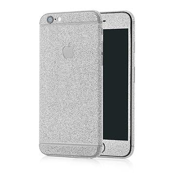 MC24 Glamour Skin Glitzerfolie für Apple iPhone 6 6s in silber - Diamond Shine Klebefolie für die Vorder- und Rückseite