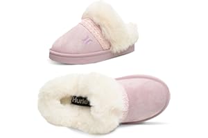 Hurley Kids Cozy Slip-On Slippers Kimmie for Girls and Boys – Faux Fur Lined House Shoes with Indoor/Outdoor Sole (Little Kid/Big Kid)