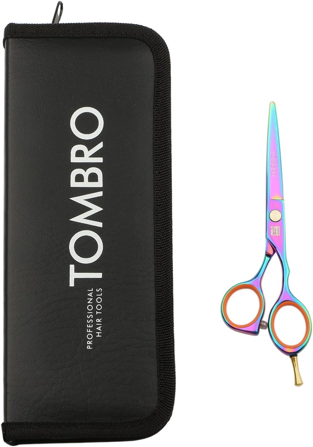 TOMBRO 5.5 Inch Salon Professional Hair Cutting Shears Barber Sharp Razor Edge Hairdressing Scissors with Zipper Case (Rainbow)