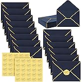 50 Pcs A7 Envelopes 5 x 7 Card Envelopes V Flap Mailer with Gold Border for Office Wedding Invitation Cards Graduation Baby Shower Greeting Cards(Dark Blue)