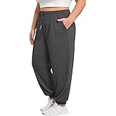 FOREYOND Plus Size Sweatpants for Women Casual Lounge Yoga Joggers Elastic Waist Workout Active Sweat Pants with Pockets