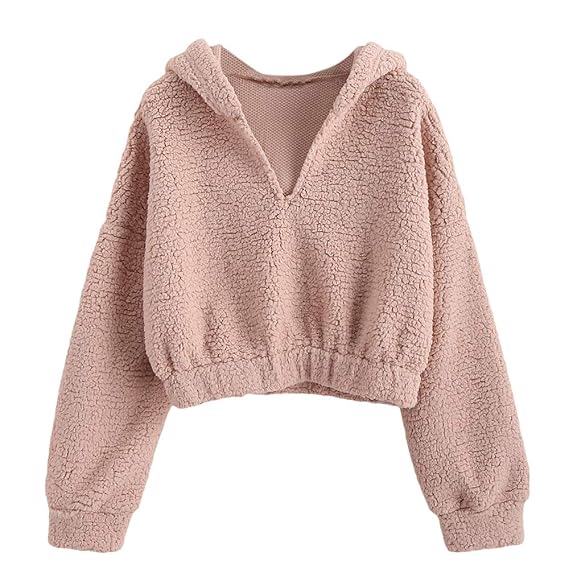 fuzzy crop hoodie