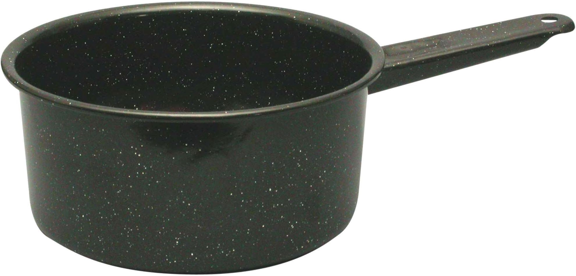 Granite Ware Saucepan, Speckled Black - Durable Non-Stick Cookware Essentials, Graniteware Pot for Sauces & Soups - Scratch-Resistant & Even Heating Distribution (2-Quart)
