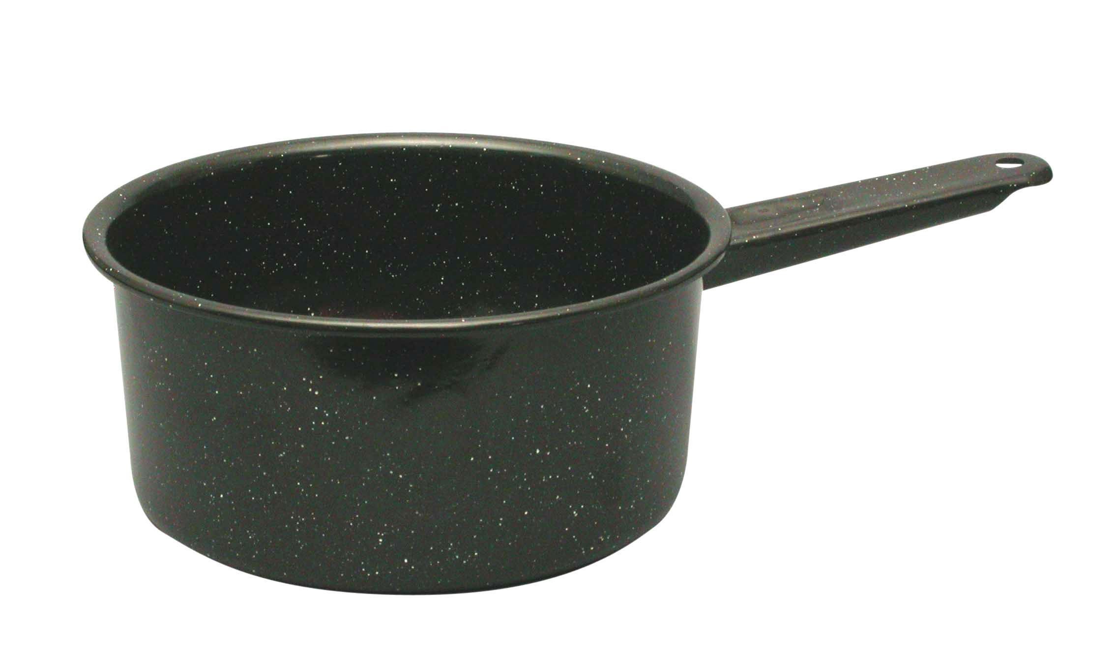 Granite Ware Saucepan, Speckled Black - Durable Non-Stick Cookware Essentials, Graniteware Pot for Sauces & Soups - Scratch-Resistant & Even Heating Distribution (2-Quart)