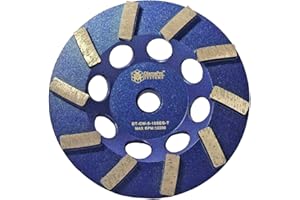 DiamaPro Systems DT-CW-5-10SEG-T Threaded 5 Inch 10 Segment Turbo Concrete Grinding Cup Wheel for Grinding, Leveling, & Removing Glue/Coating
