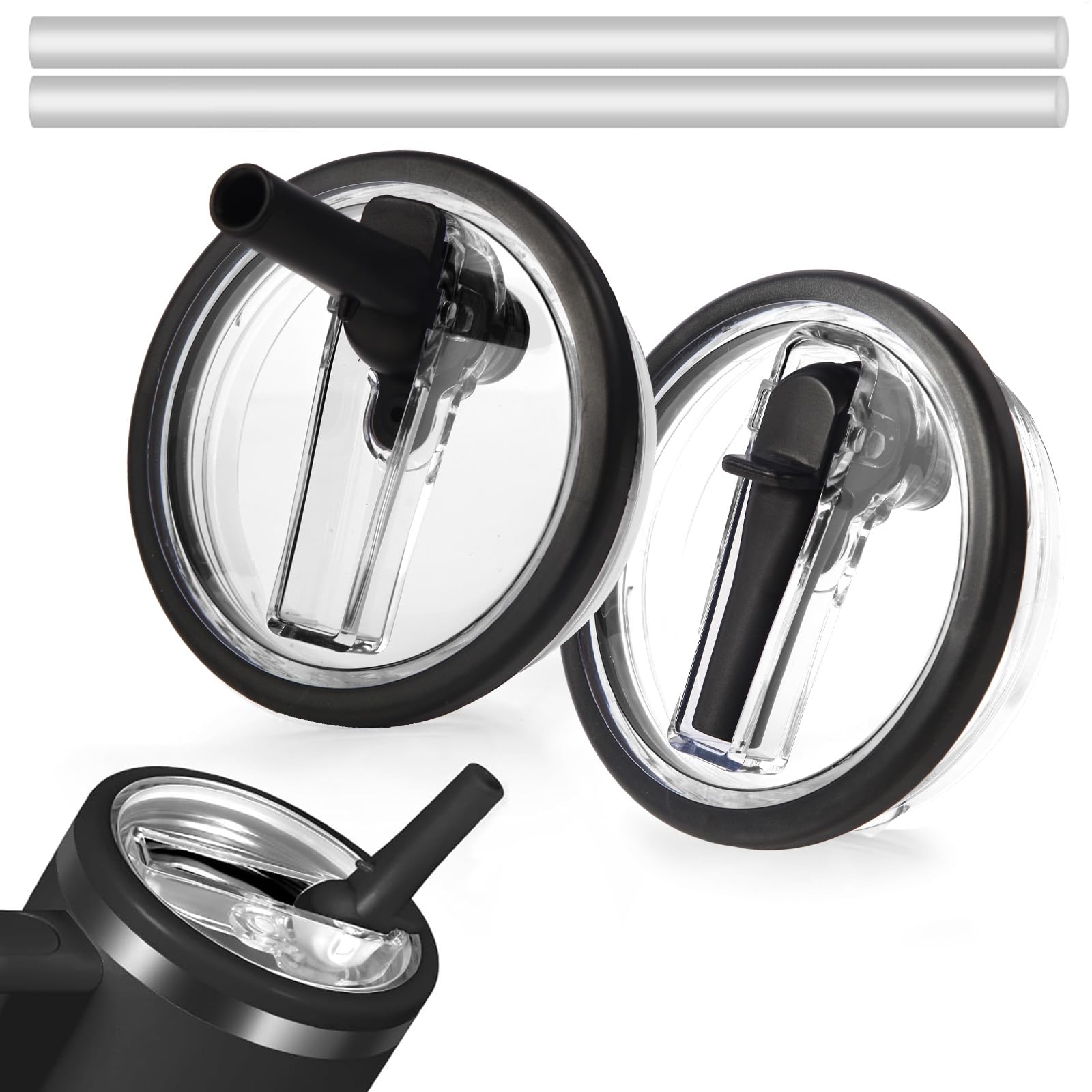 Photo 1 of 2 OF 2  PACK OF 40 oz Tumbler Lid for Stanley Cup Lids Spill Proof 40oz, for Stanley Lid Replacement 40 oz (Black)