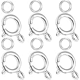 Spring Clasps Sterling Silver with Open Jump Rings Gold Necklace Clasps and Closures for Jewelry Making,Made in Italy