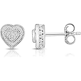 Natalia Drake 1/10 Cttw Small Diamond Stud Earrings for Women in Rhodium Plated 925 Sterling Silver Color H-I/Clarity I2-I3