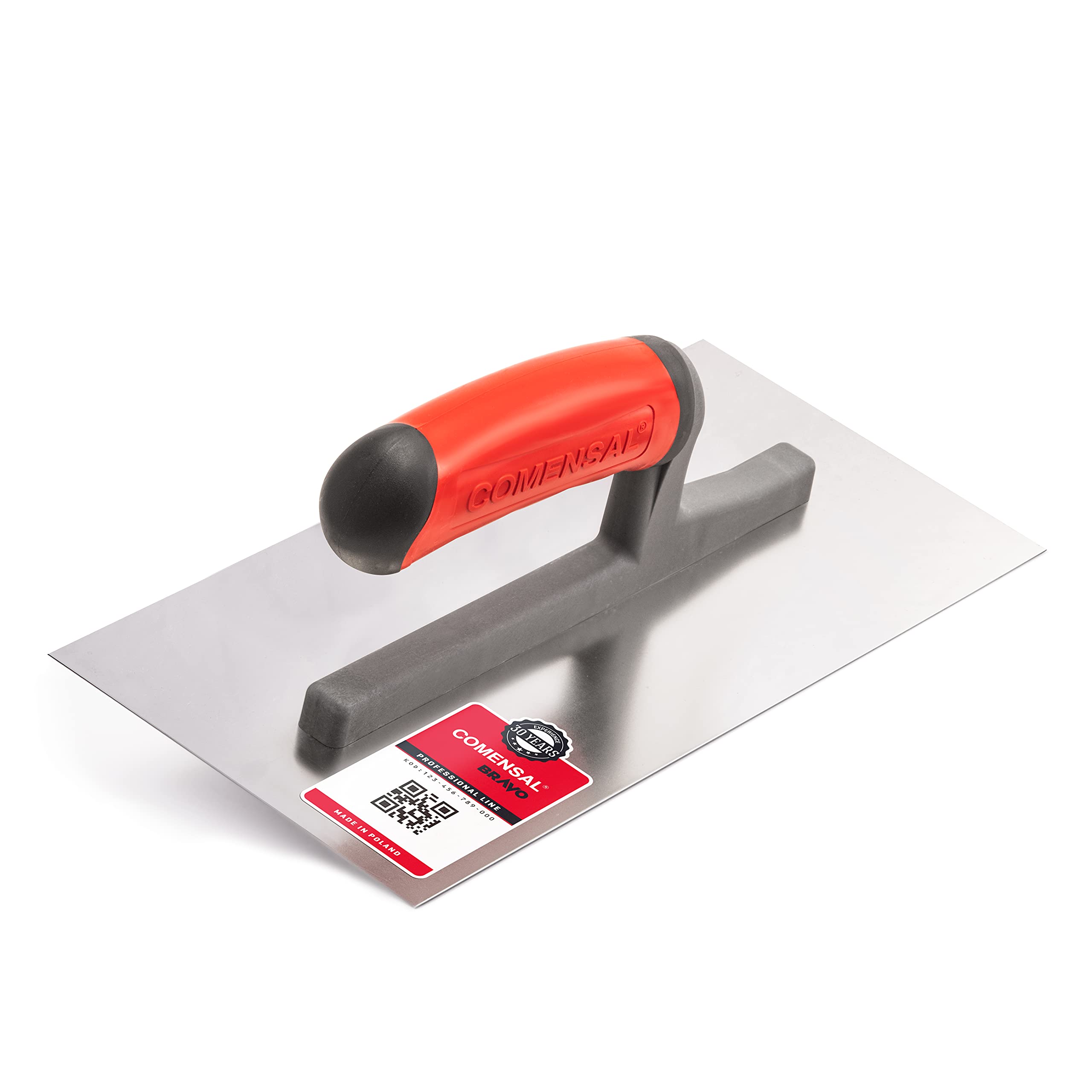 COMENSAL Plastering Trowel 5.1"- Plasterers Trowel - Finishing Trowel - Stainless Steel - Non-Slip Soft Grip - Made in EU - TD 280x130 mm