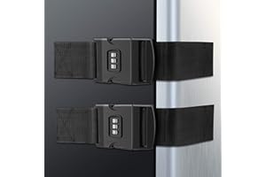 FRESHERACC Child Baby Safety Strap Lock Latch for Fridge Refrigerator Freezer Cabinet Drawer RV Oven, (2 Packs) 1000 Combination Reusable Toddler Kids Proof Door Safe Locks Easy to Install No Damage (Black)