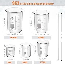 Feekoon 10 Pieces Glass Measuring Beaker and