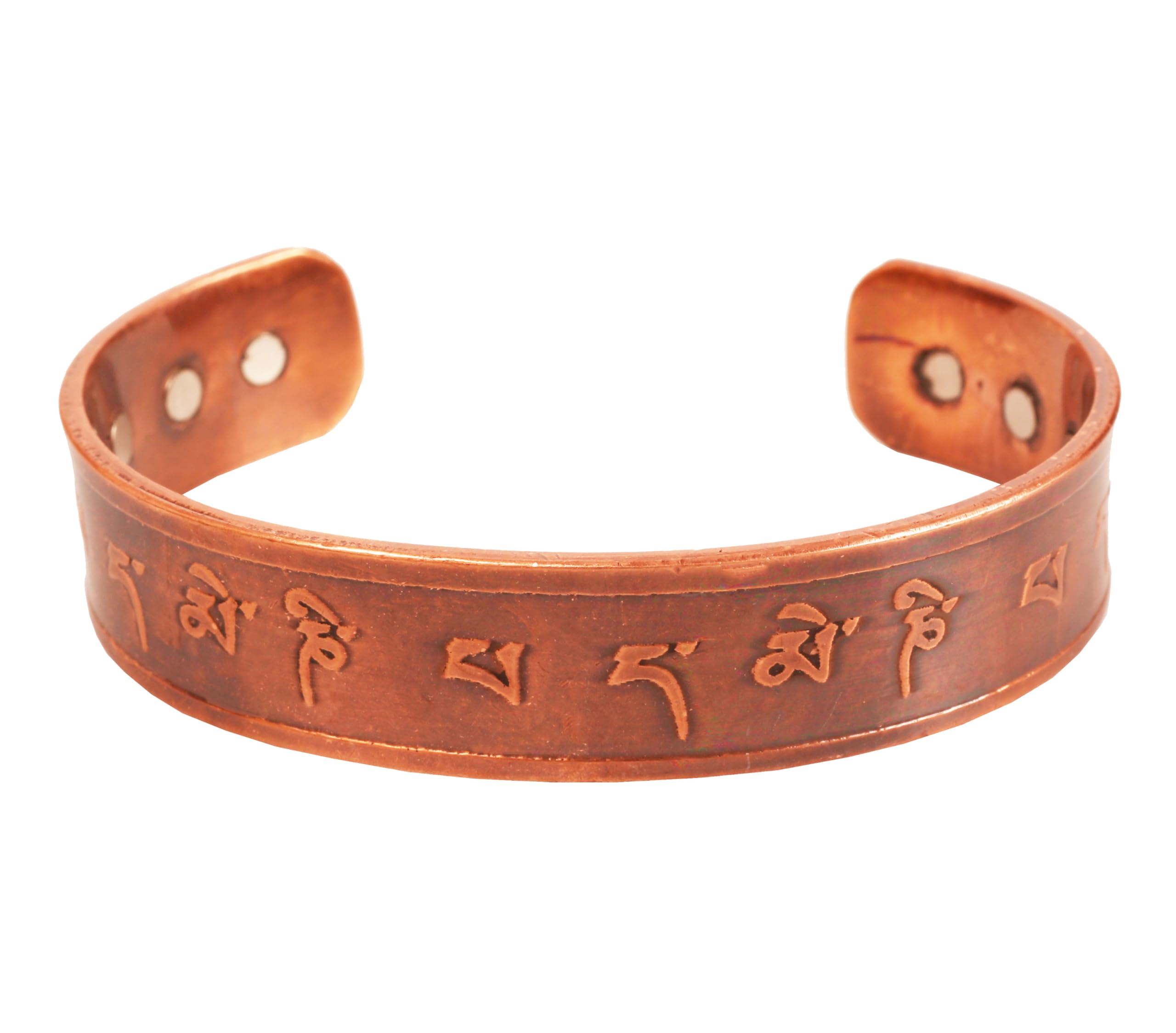 Touchstone -Om Mani Padme Hum -Hindu holy -Copper magnetic bracelet Tibetan style. Hand forged with solid and high gauge pure copper.
