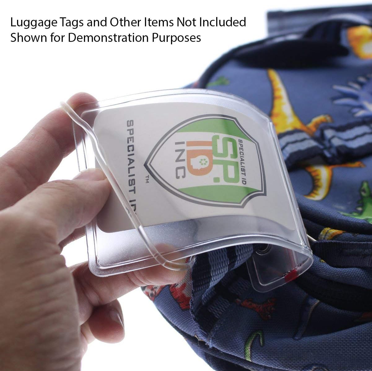 100 Pack - 6 Inch Premium Clear Plastic Luggage Tag Holder/Worm Loops for Bag Tags, by Specialist ID: Office Products
