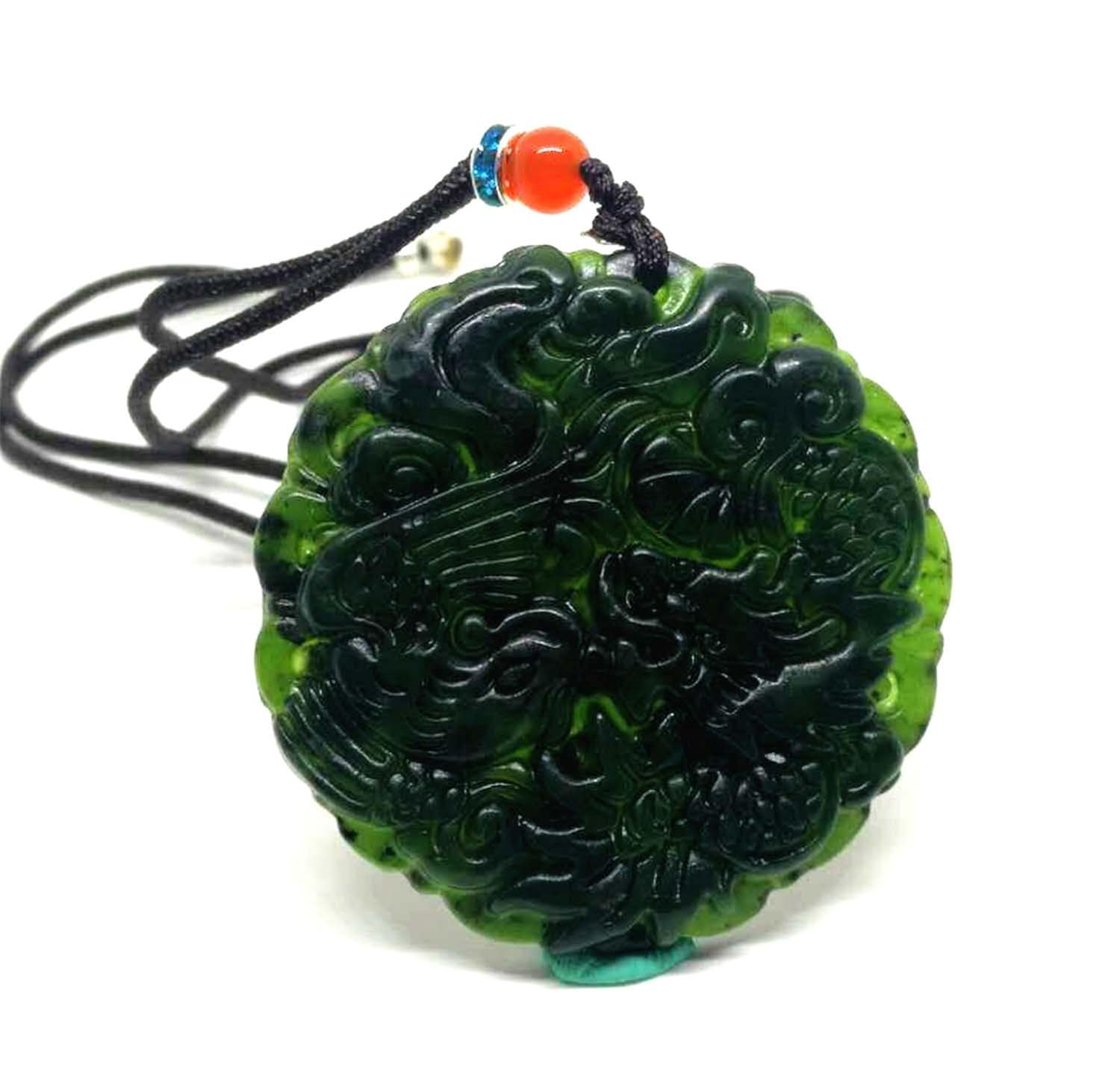 Collar pendiente verde chino negro del dragón del jade de la jadeíta