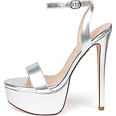 MERUMOTE Women's Platform Heels Sky High Heel Sandals Party Bridal Evening Shoes