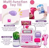 BUYGER Supermarket Cash Register Toy Pink with Scanner Calculator view 2