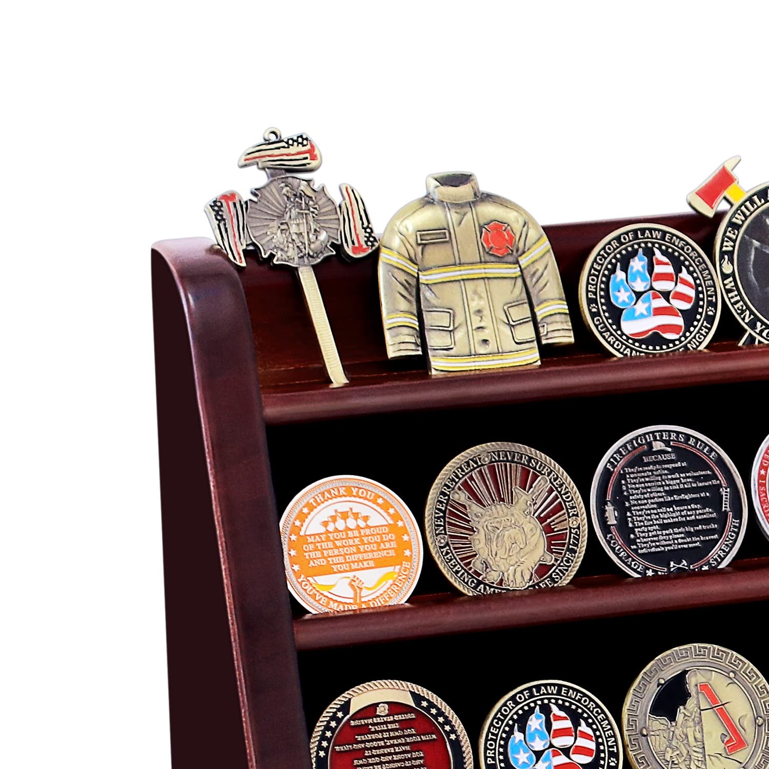 Coin Racks Army Mua 4 Rows Military Wooden Challenge Coin Display Case Wall Mountable ...