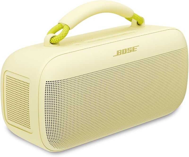 Soundlink Max, Enceinte Bluetooth étanche, et puissante Rechargeable avec Jusqu’à 20 Heures d’autonomie, USB-C, Enceinte avec entrée auxiliaire 3,5 mm intégrée, Jaune Citron - édition limitée