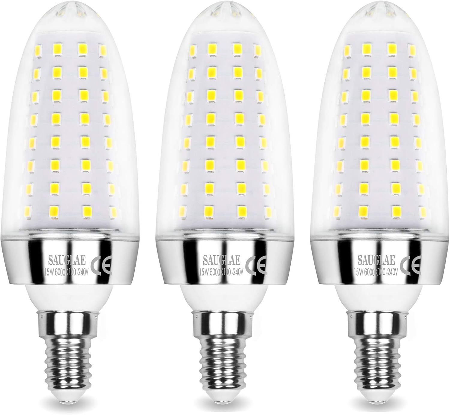 SAUGLAE 15W LED Light Bulbs, 120W Incandescent Bulbs Equivalent, 6000K Daylight White, 1700Lm