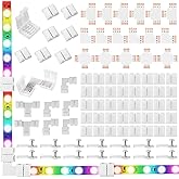 Mudder 95 Pieces 4 Pin LED Light Strip Connectors Set Including Screw Clips, 4 Pin LED Connectors, Cuttable T, L and X Shape PCB Board for SMD 5050 10 mm RGB Strip Lights Gapless Connector