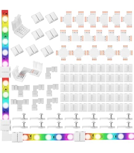 Uxcell 10 Stück T-förmige 4-polige Stecker Für RGB LED-Streifen (5050, 10 Mm) - Lötfrei, Feuerfest