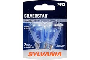 SYLVANIA - 7443 SilverStar Mini Bulb - Brighter and Whiter Light, Ideal for Daytime Running Lights (DRL) and Back-Up/Reverse Lights (Contains 2 Bulbs)