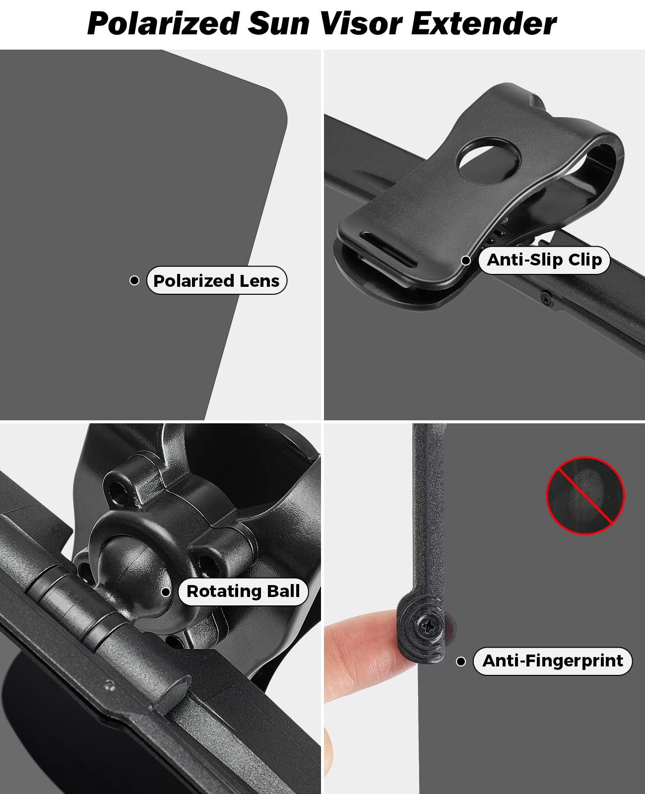 JOYTUTUS Sun Visor for Car, Universal Anti-Glare Polarized Sun Visor Extender Easy to Install, UV400 Visor Extension Protect from Glare/UV Ray/Stray Light, Safe Driving for Car
