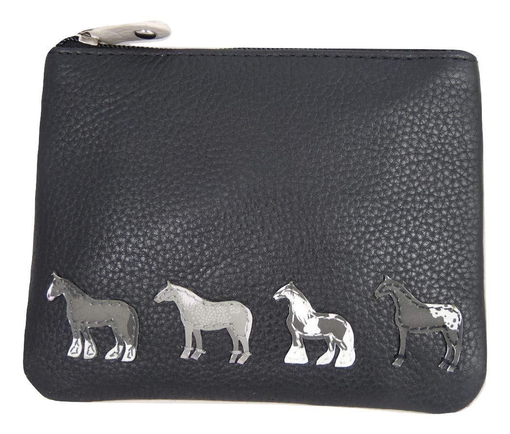 Premium Leather Horse Coin Purse by Mala Leather with Gift dustbag (Black)
