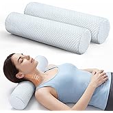 Novabright 2 Pack Cooling Neck Roll Pillow for Pain Relief Memory Foam Round Cylinder Bolster Cervical Round Support Pillow with Washable Breathable Cover for Sleeping(18 x 4 Inch)