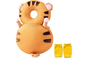 YZNLIFE Baby Walker Head Protector Toddler Adjustable Baby Head Protection Baby Learning Walking Crawling Backpack Wear Safety Pad(Tiger)