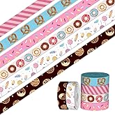 anshome 6 Rolls 24 Yards Colorful Dessert Ribbons, 3/8" Colorful Doughnut Grosgrain Ribbons Doughnut Fabric Ribbon for Gift Wrapping Holiday Party Decorations