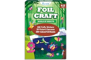 SOOVSY 200 Sheets Insect Foil Art Fun Kit for Kids, Foil Art for Kids Crafts Kit DIY Creative Activity Gift Travel Toys for 4 5 6 7 8 9 Years Old Kids Girls Boys (Insect)