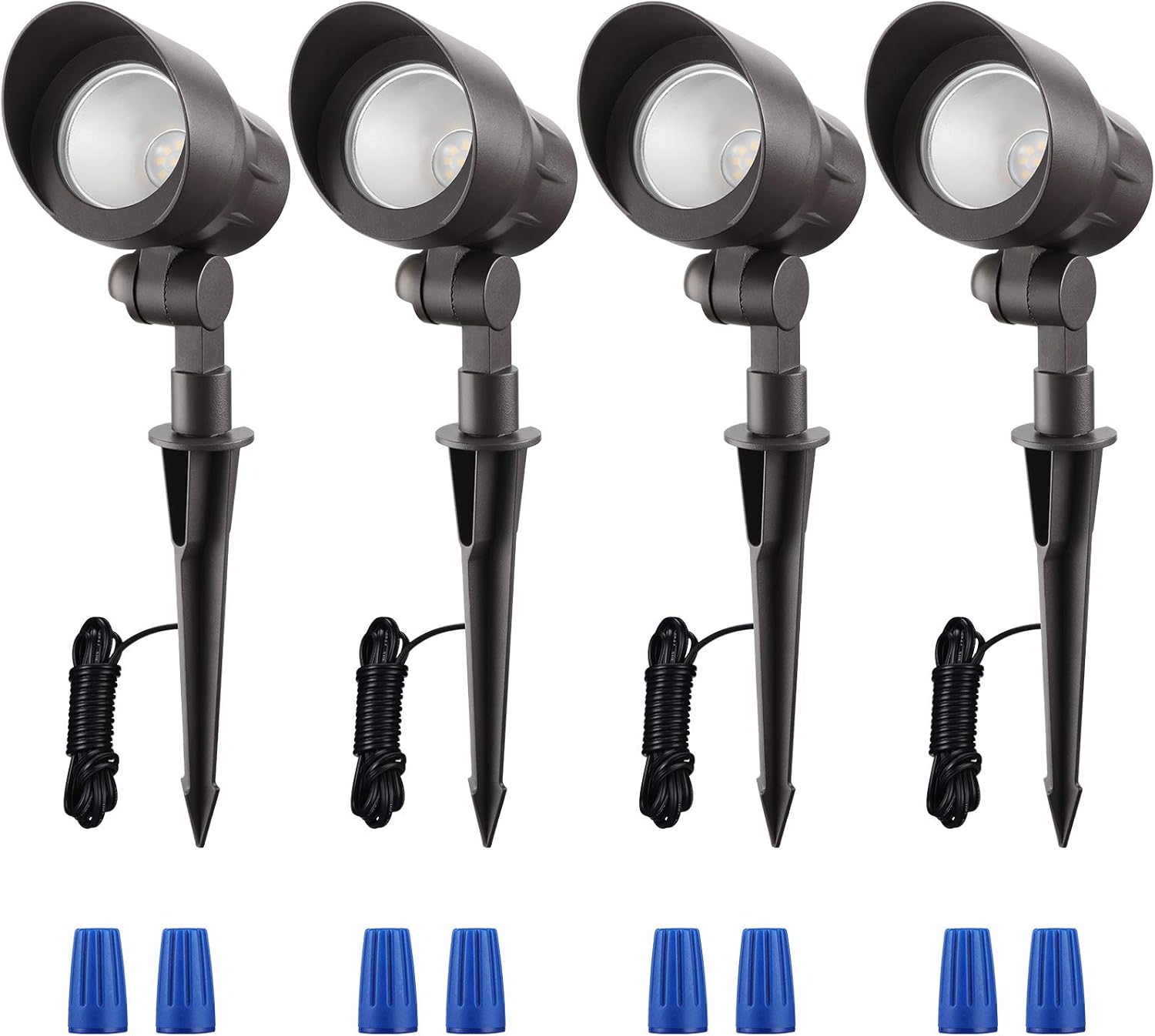 LEONLITE 4W LED Landscape Spotlight, AC/DC 12V Low Voltage Garden Lights, IP65 Waterproof Non-Dimmable, ETL Listed, Bronze Aluminum Housing, 3000K Warm White, Pack of 4: Home Improvement