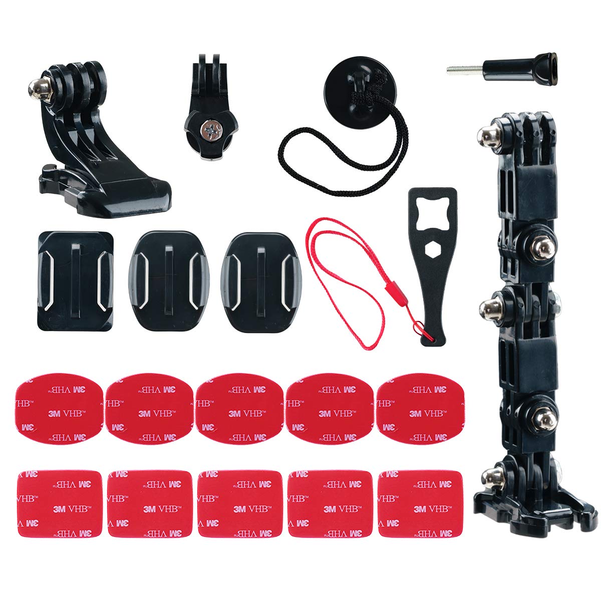 PROVO Helmet Mount Front + Side Kit, for Action Camera Compatible with GoPro 8/7/6/5/4
