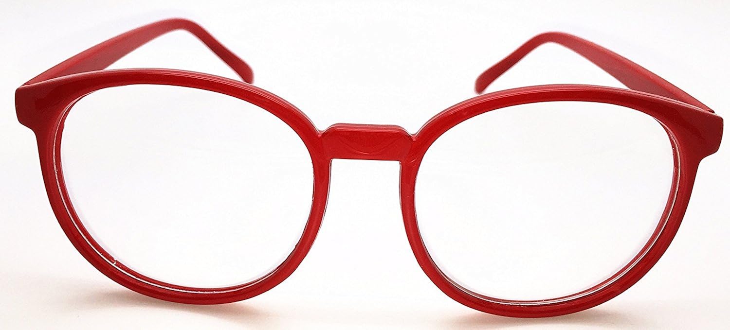 FancyG Retro Vintage Inspired Classic Nerd Round Clear Lens Glasses Eyewear - Brown: Clothing