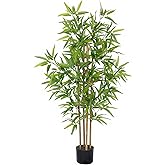 SOFTFLAME 4ft Bamboo Artificial Tree, Faux Bamboo Plant, Real Touch Technology, Artificial Plant with 4 Trunks, Ideal for Hom