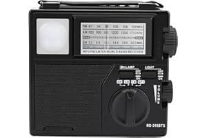 Luocute AM FM SW Radio, Dual Antenna for Enhanced Reception Portable Radio with Solar Battery USB Rechargeable Memory Card Pl