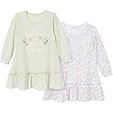 Gerber Baby Girls Toddler Girls' 2-pack Loose-fitting Nightgowns