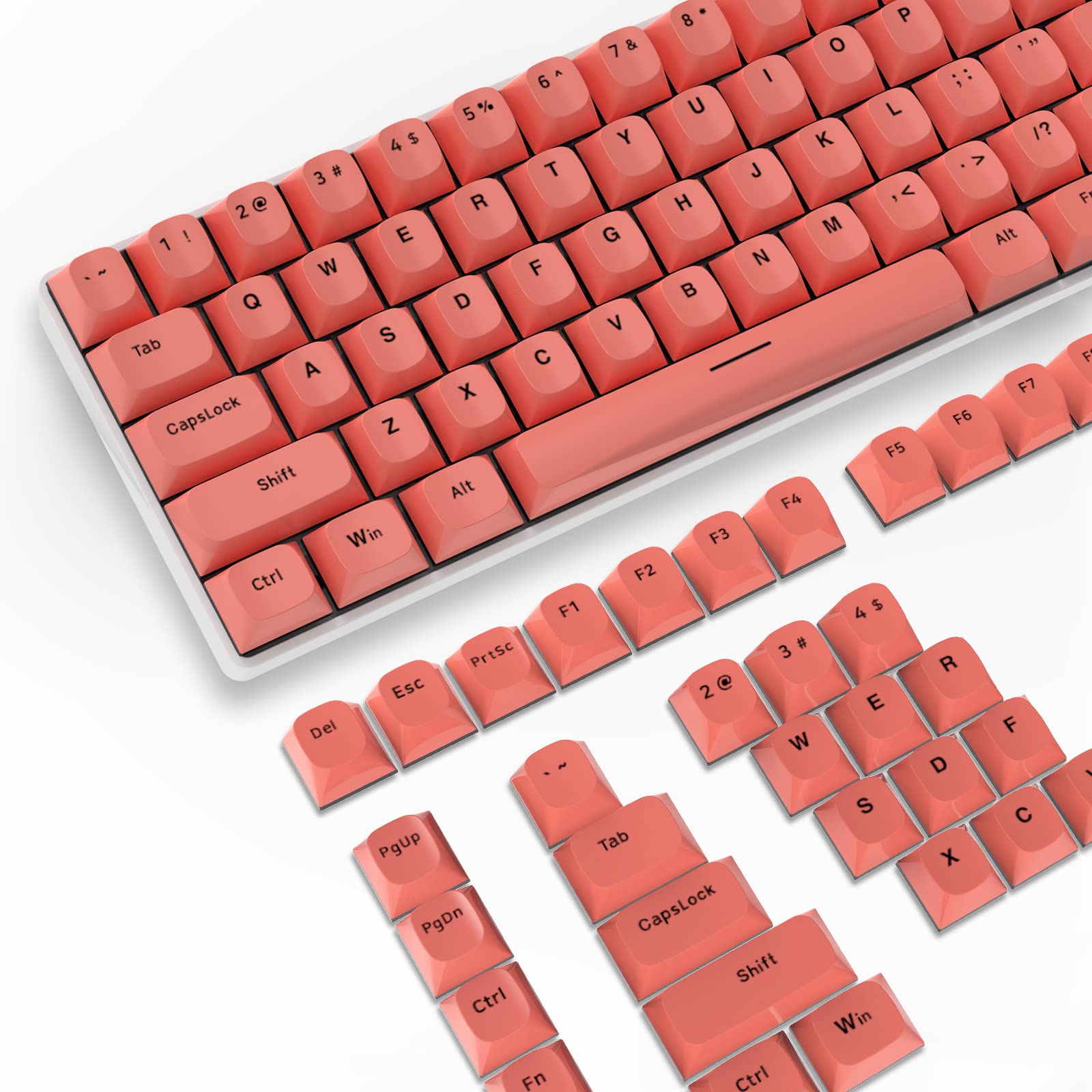 117 Key Custom PBT Keycap Set Double Shot OEM Profile for 61/68/87/98/100/104Key Compact TKL 60% or Full Size Cherry MX Gateron Kailh Outemu Cross Type Switch US Layout Mechanical Keyboard DIY(Red)
