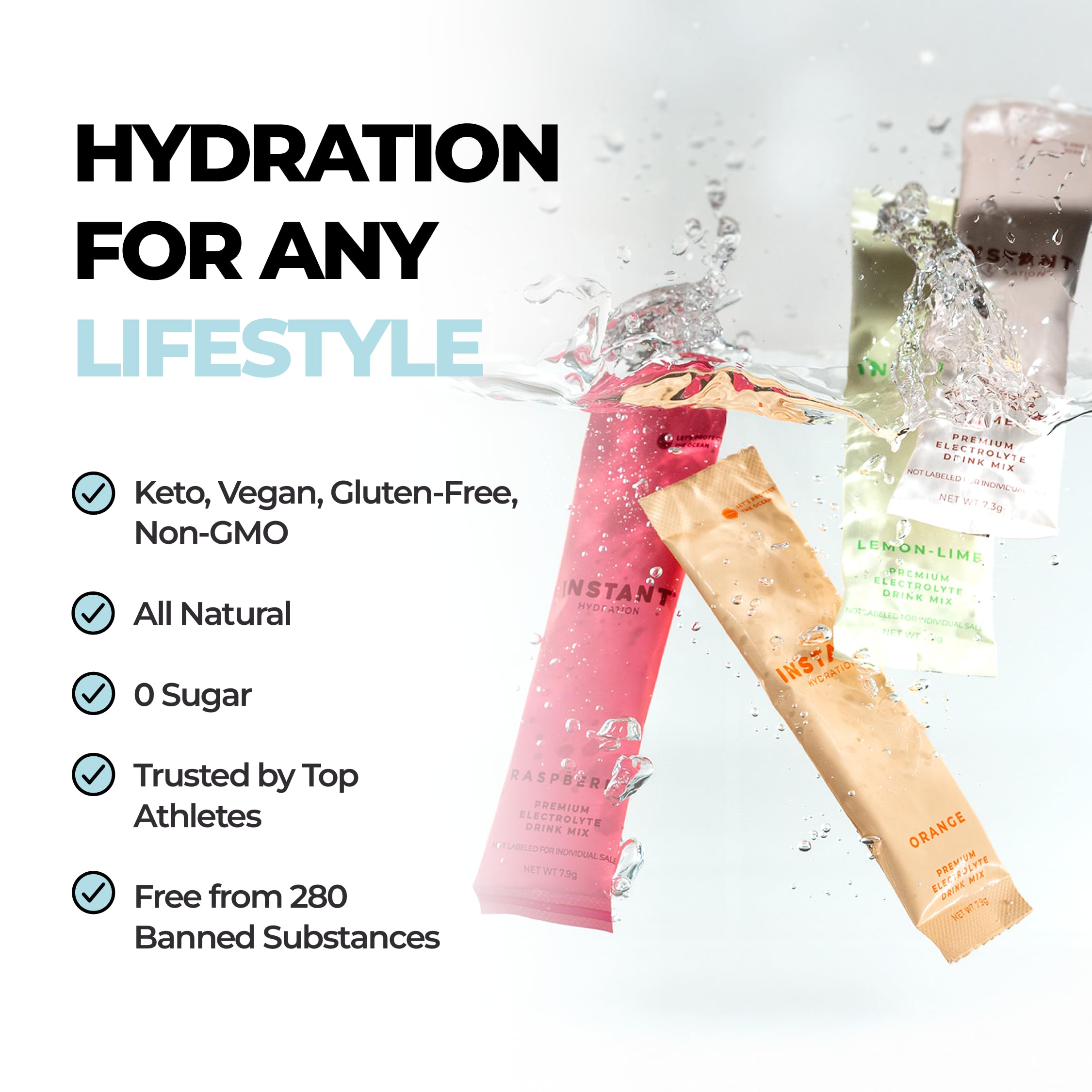 Instant Hydration Electrolytes Powder Packets