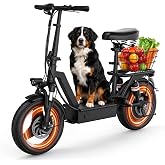 Electric Scooter with Seat for Adults, 1000W/1600W Peak Motor, 35/45 Miles Range, 14" Pneumatic Tires, Foldable Escooter with Comfort Seat, Rear Basket, 48V Large Battery